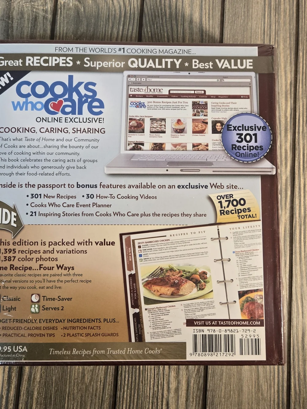 Taste of Home Cookbook - Cooks Who Care Edition Factory sealed